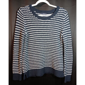 Gap Womens S Blue White Striped Cotton Crew Neck Sweater Fall Layer Classic